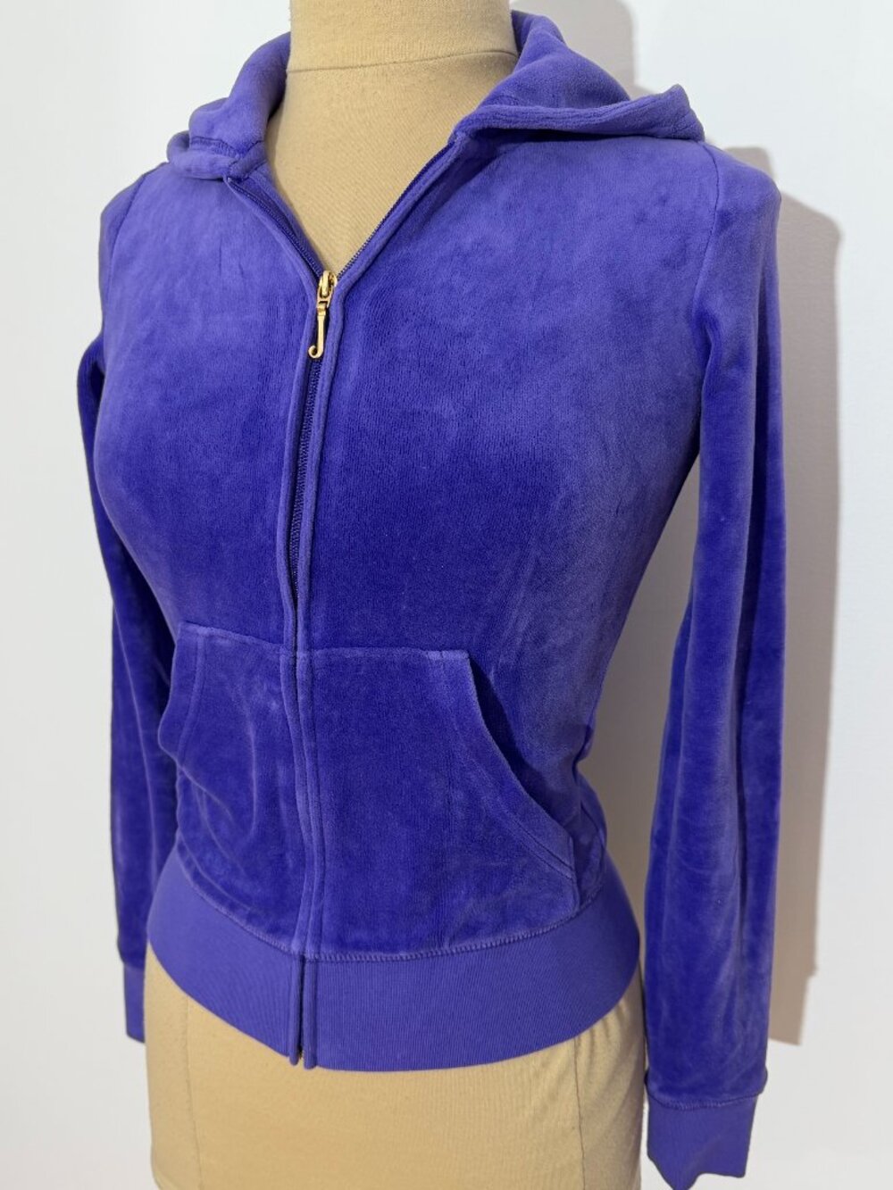 Juicy Couture Purple Velour Zip-Up Hoodie Rhinestone Logo